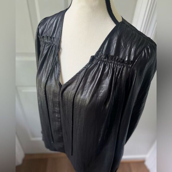 ANTHROPOLOGIE/CURRENT AIR "Bristol" Blouse, Black/Metallic, XS - Picture 3 of 6